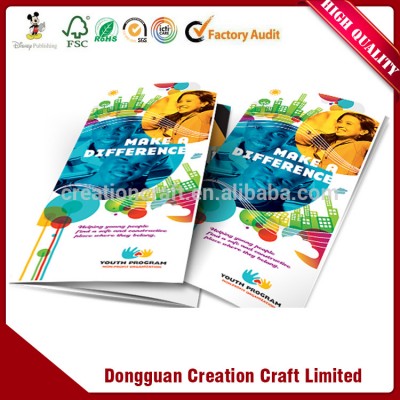 New design promotional brochure / pamphlet supplier with non-toxic ink